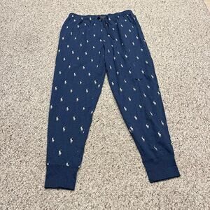 Polo Ralph Lauren All Over Pony Print Joggers Sz L Blue Loungewear Sleep Casual
